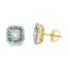 Emerald Halo Stud Earrings