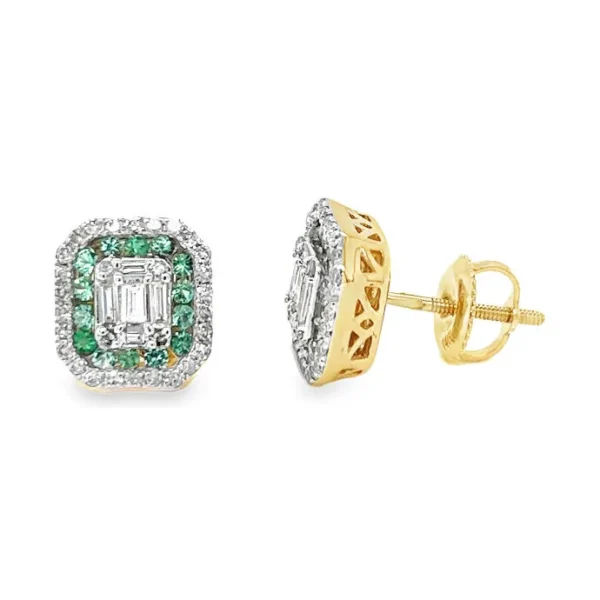 Emerald Halo Stud Earrings