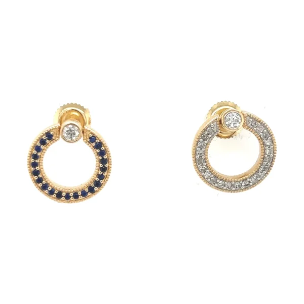 Circle Sapphire Diamond Earrings