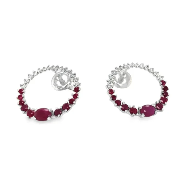 Ruby Diamond Circle Earrings