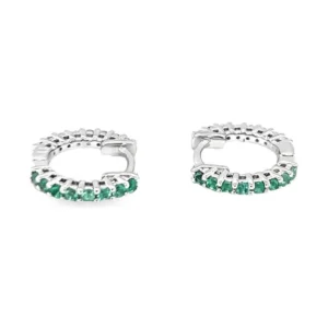 Emerald Diamond Huggie Earrings