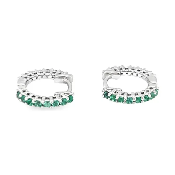 Emerald Diamond Huggie Earrings