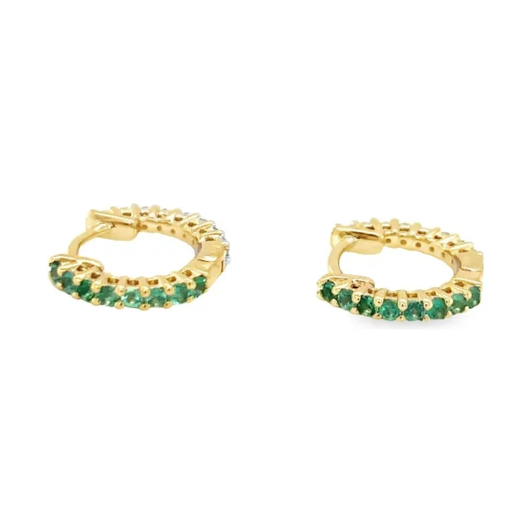 Emerald Diamond Huggie Earrings