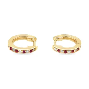 Ruby Diamond Huggie Earrings