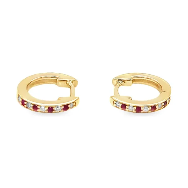 Ruby Diamond Huggie Earrings