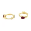 Pear Ruby Huggie Earrings