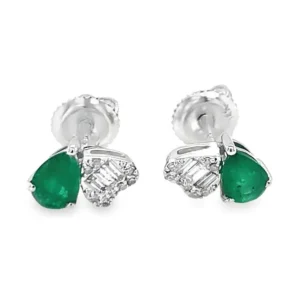 Emerald Diamond Stud Earrings