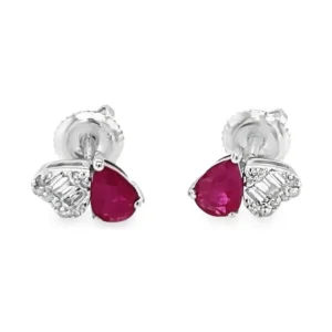 Pear Ruby Diamond Earrings