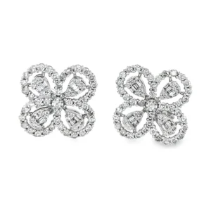 Diamond Clover Stud Earrings