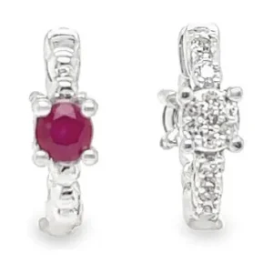 Round Gemstone Huggie Earrings
