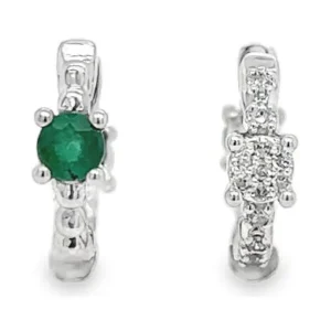 Emerald Diamond Huggie Earrings