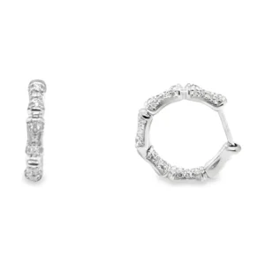 Diamond Bamboo Hoop Earrings