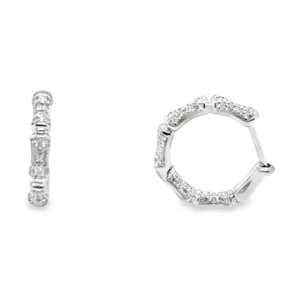 Diamond Bamboo Hoop Earrings