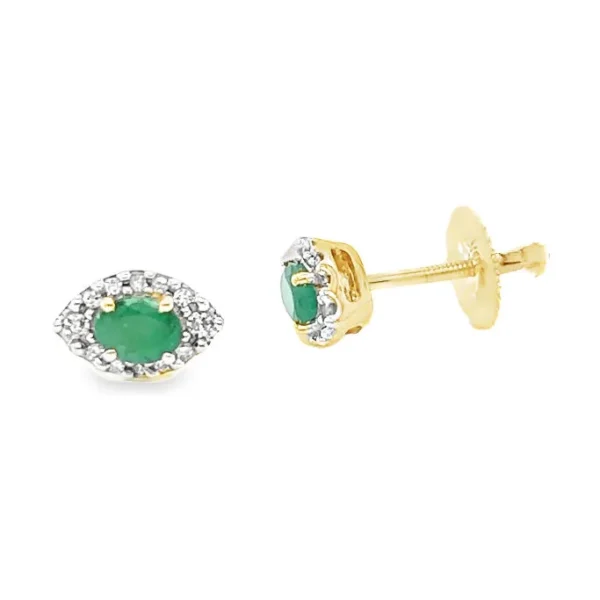 Emerald Diamond Stud Earrings