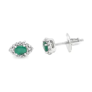 Emerald Halo Stud Earrings