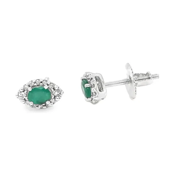 Emerald Halo Stud Earrings
