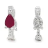 Pear Ruby Huggie Earrings