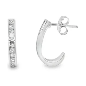 Diamond Channel Huggie Earrings