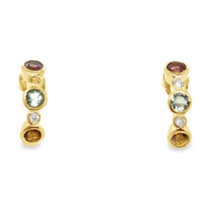 Tourmaline Diamond Hoop Earrings