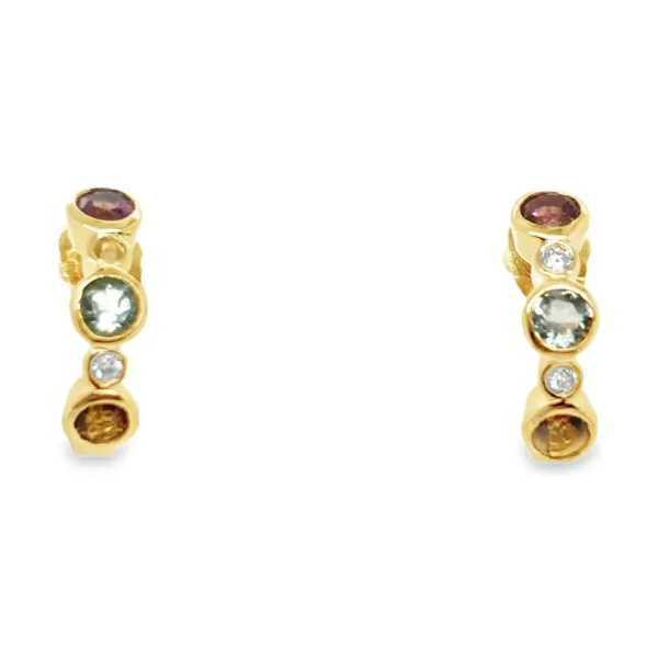 Tourmaline Diamond Hoop Earrings