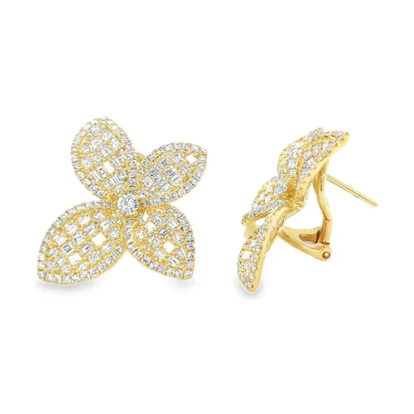 Diamond Floral Stud Earrings