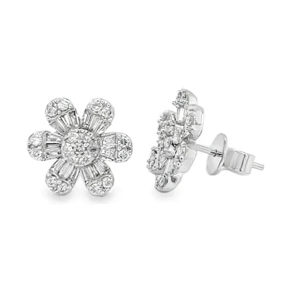 Floral Diamond Stud Earrings