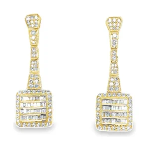 Square Diamond Dangle Earrings
