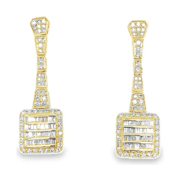 Square Diamond Dangle Earrings