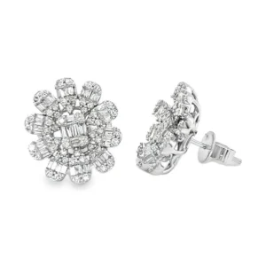 Diamond Cluster Flower Earrings