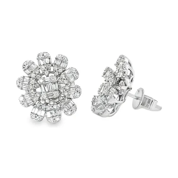 Diamond Cluster Flower Earrings
