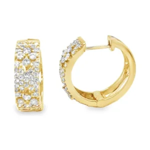 Diamond Cluster Hoop Earrings