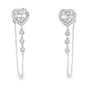 Heart Diamond Drop Earrings