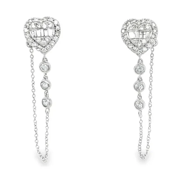Heart Diamond Drop Earrings