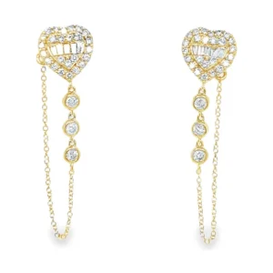 Heart Diamond Drop Earrings
