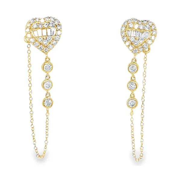Heart Diamond Drop Earrings