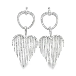 Diamond Leaf Dangle Earrings