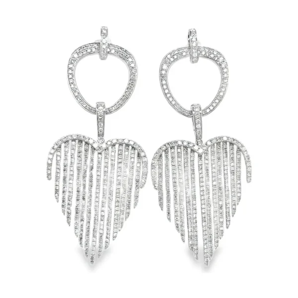 Diamond Leaf Dangle Earrings