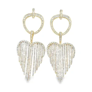 Diamond Heart Dangle Earrings