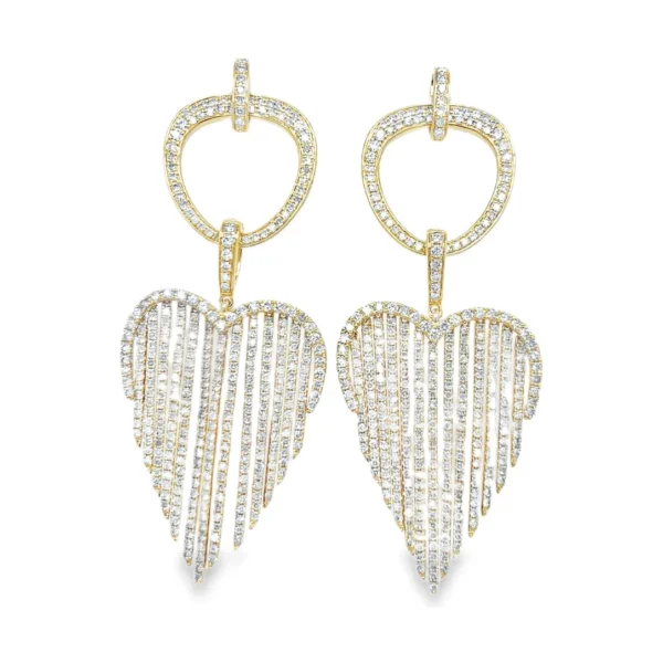 Diamond Heart Dangle Earrings