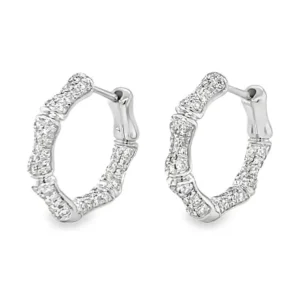 Diamond Bamboo Hoop Earrings