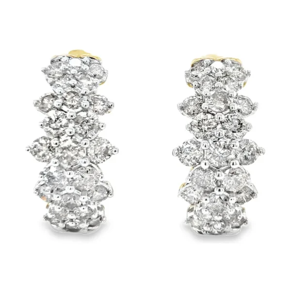 Cluster Diamond Hoop Earrings