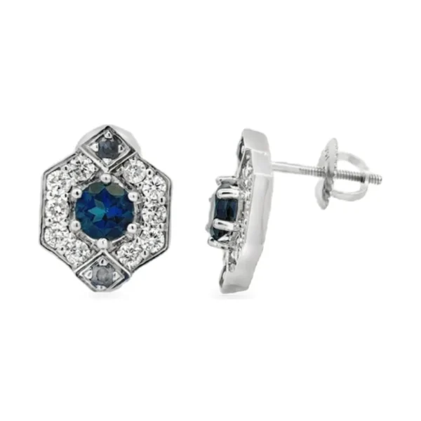 Hexagon Gemstone Stud Earrings