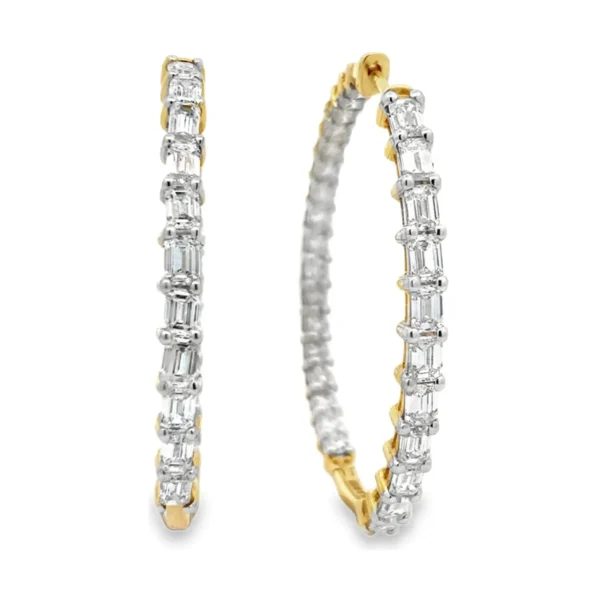 Emerald Cut Hoop Earrings