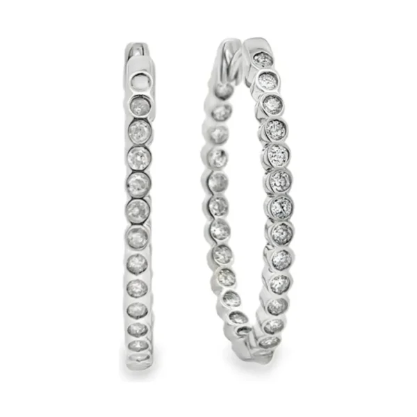 Bezel Diamond Hoop Earrings