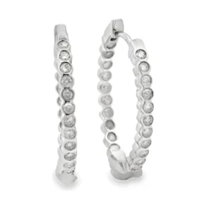 Bezel Diamond Hoop Earrings