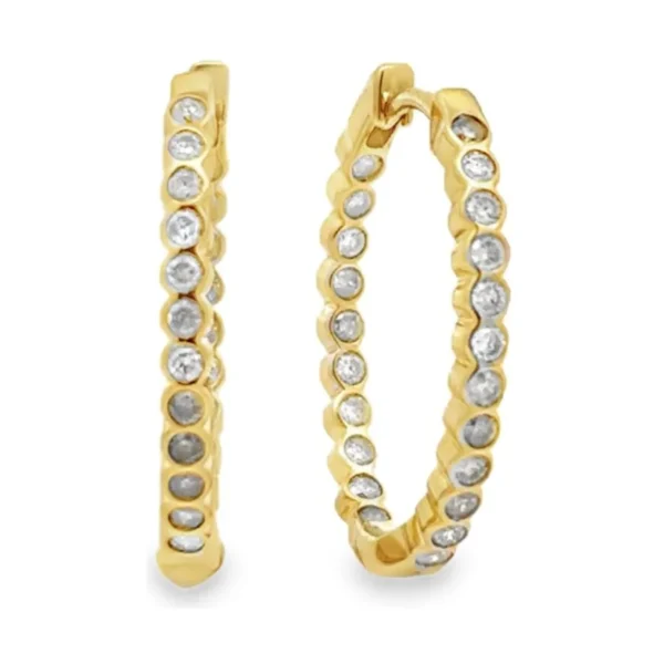 Bezel Diamond Hoop Earrings