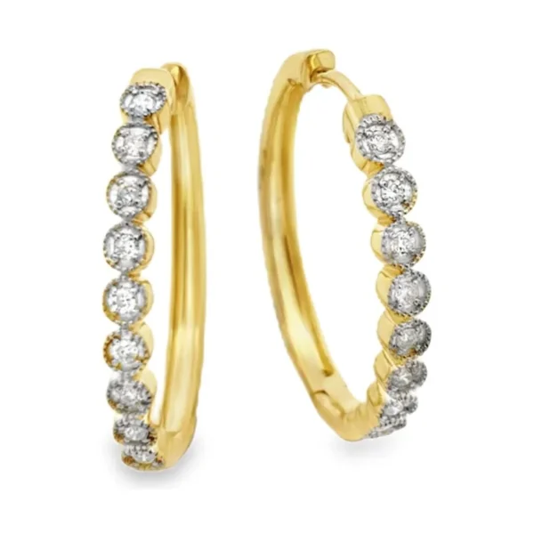 Bezel Diamond Hoop Earrings