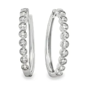 Bezel Diamond Hoop Earrings
