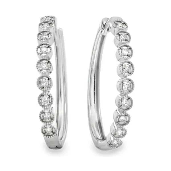 Bezel Diamond Hoop Earrings