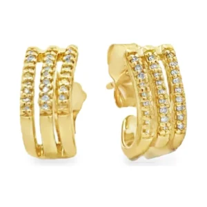 Triple Row Huggie Earrings